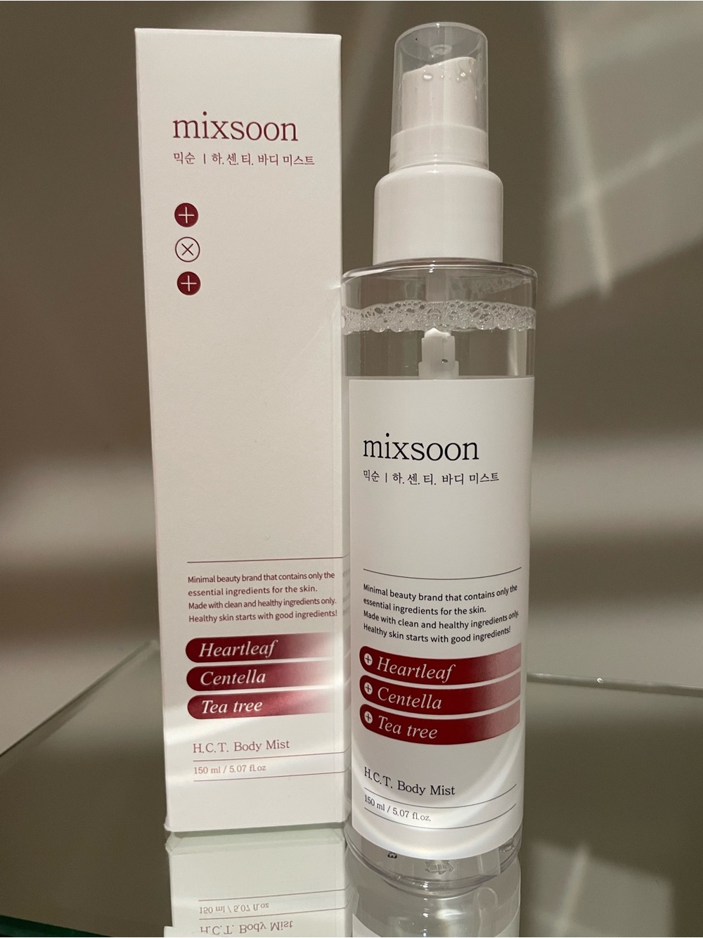 Mixsoon Heartleaf & Centella Body Mist — White Bottle with Red Accents